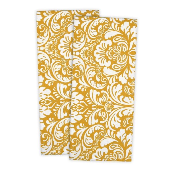 Design Imports Mustard Damask Dishtowel Set CAMZ32682